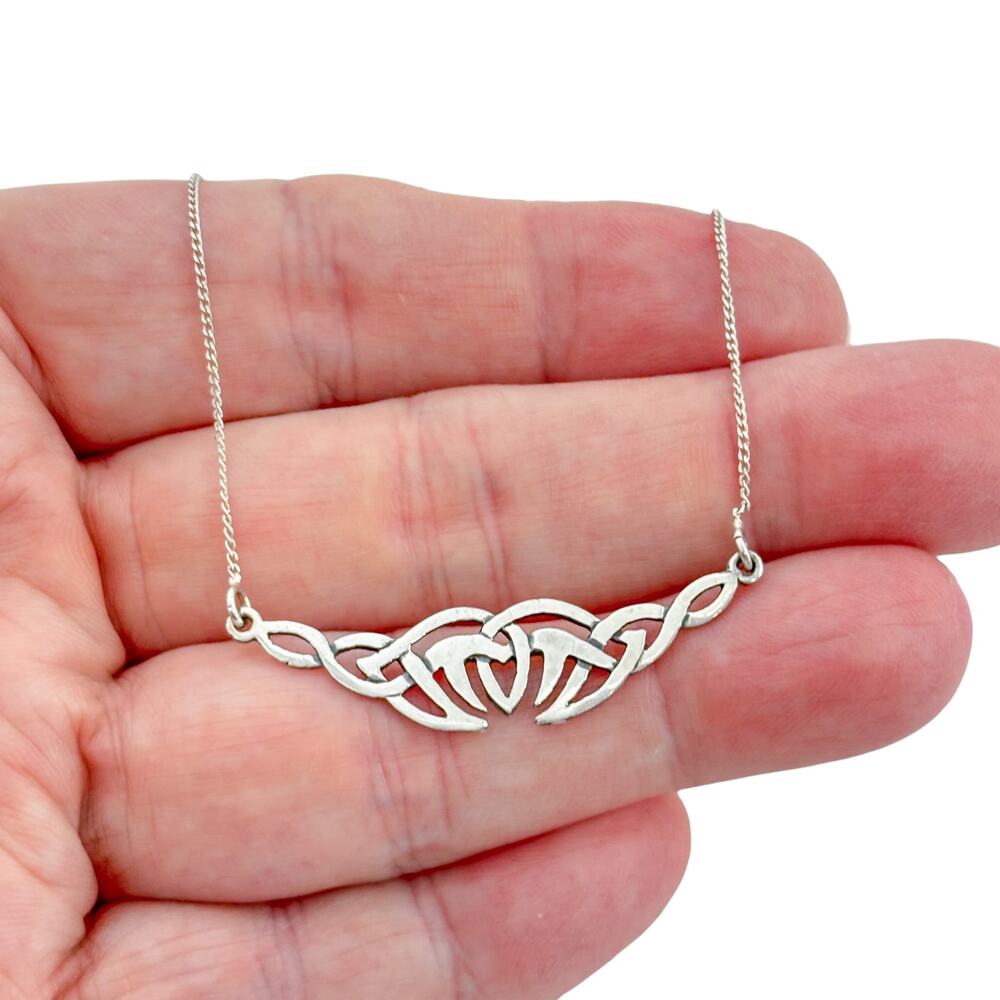 Vintage Sterling Silver 925 Celtic Knot Pendant Necklace 19"